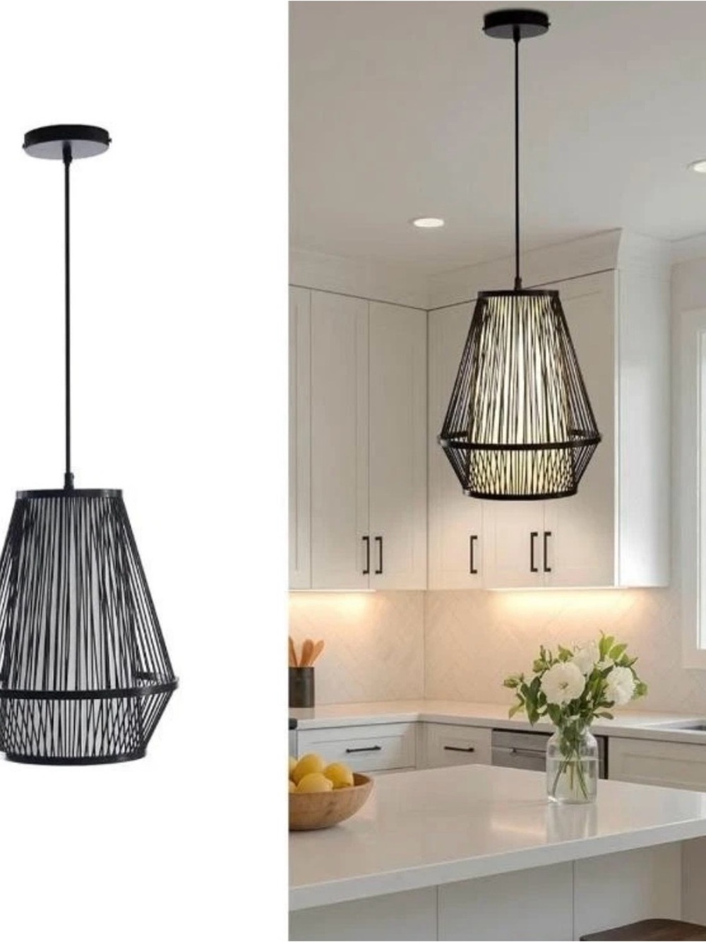 Modern Black Wire Pendant Light - Stylish Home Accent